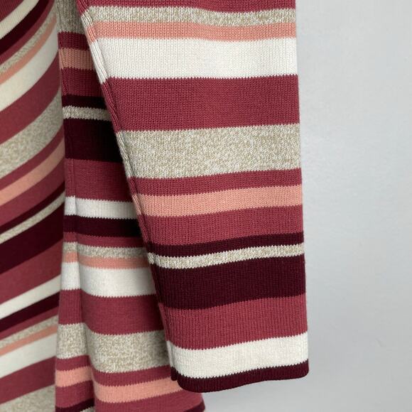 y2k Vintage Van Heusen Striped Sweater Long Sleeve Knit Top Pink Tan Cotton - Picture 8 of 12